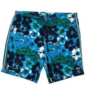 Boss Men's Swim Trunks in Blue and Green Floral
